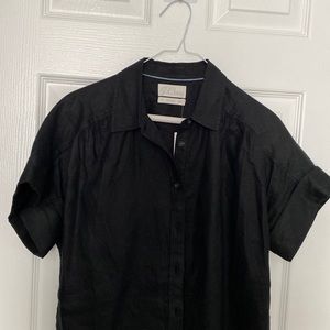 NWT J.Crew Relaxed fit short sleeve Baird McNutt Irish linen shirt XS Black